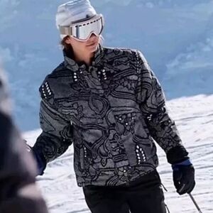 Free People Intricate Black and Gray Ski Jacket